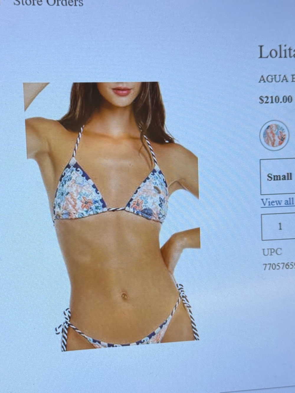 Agua Bendita Blue Floral Triangle Bikini Top